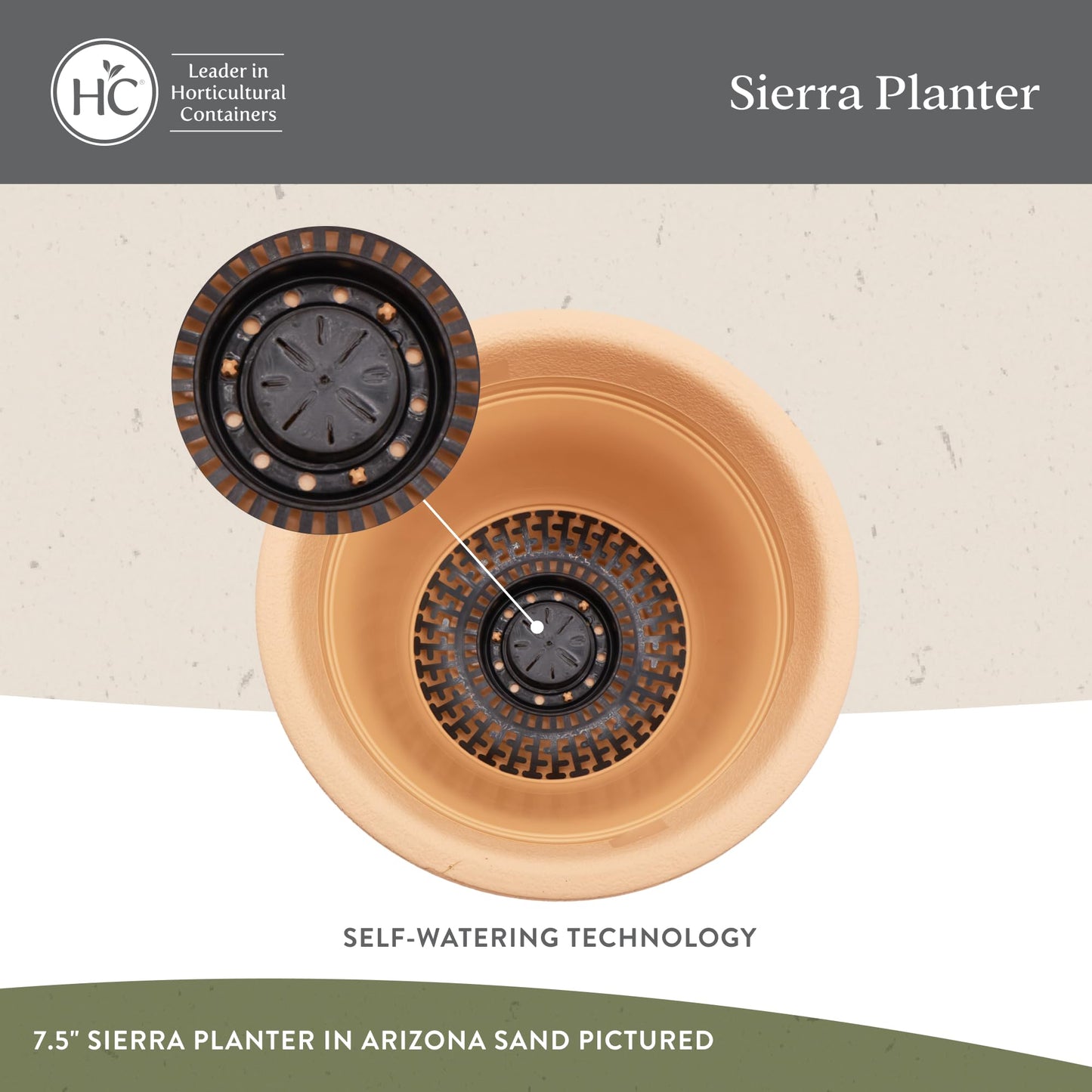 The HC Companies Sierra Round Self-Watering Pot - Lightweight Plastic Planter for Herbs & More - Durable Plant Pots for Indoor Plants & Outdoor Plants (7.5” Rustic Redstone, Pack of 2)