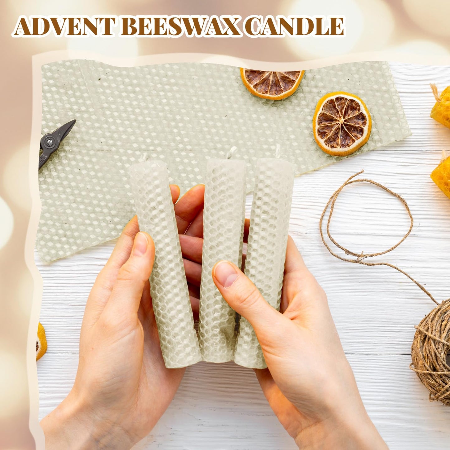 Yuntau 24 Pcs Beeswax Candle Making Kit Ivory Natural Beeswax Sheets DIY Set Include Honeycomb Sheets and Cotton Wicks for Craft Gift Kids Adults Fun Project