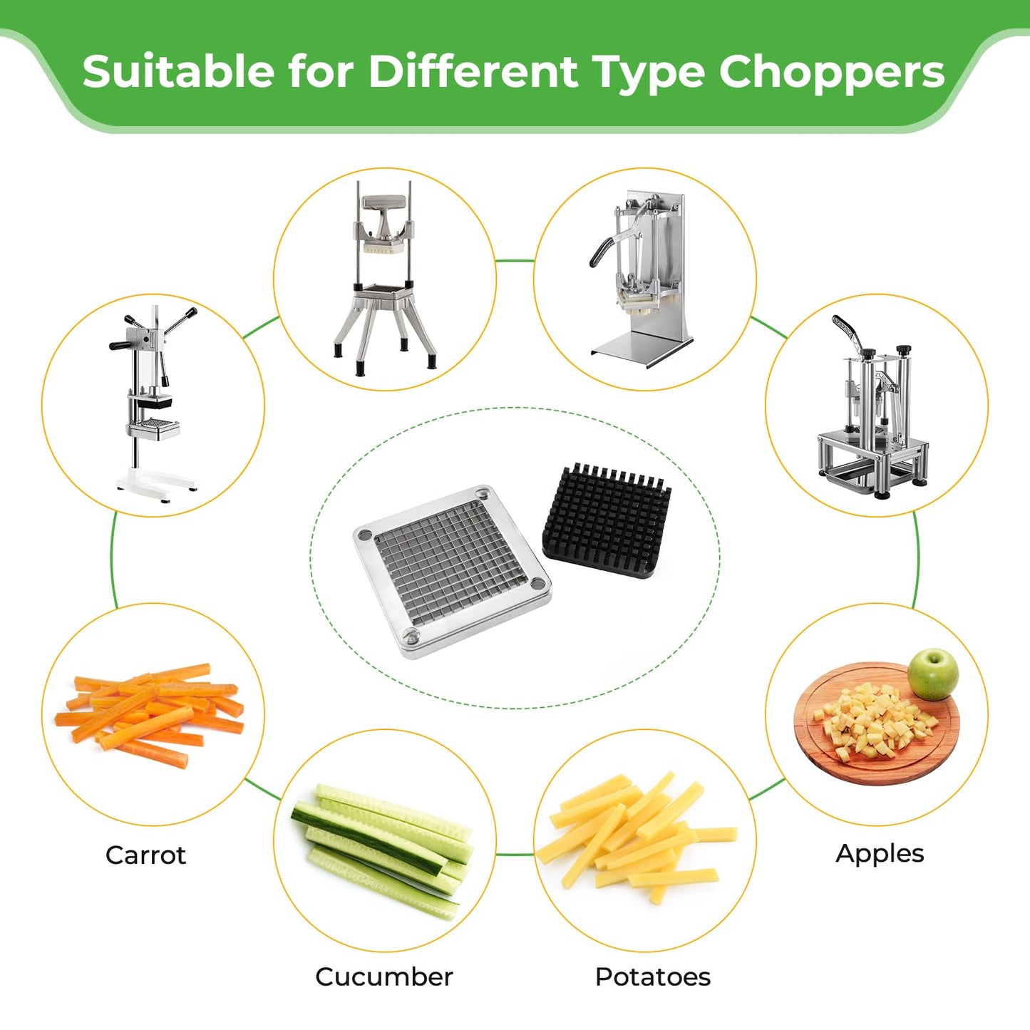 POWLAB Replacement Chopper 1/4" Blade Commercial Vegetable Chopper Dicer Stainless Steel Blade for Fruit Cutting Machine Tomato French Fries Cutter
