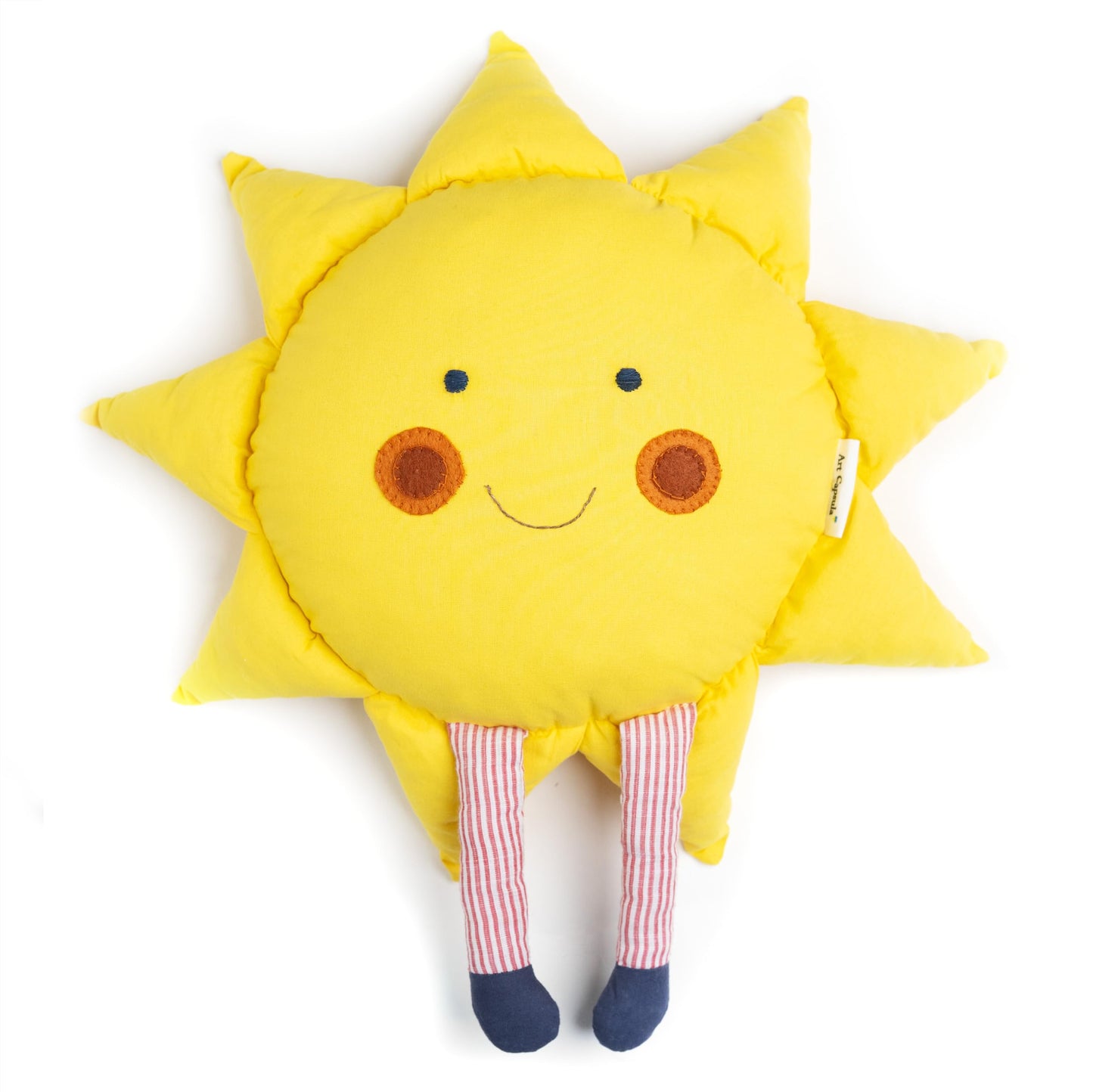 Art Capsula Sun Shaped Decorative Pillow – Boho Nursery Decor & Sunshine Room Accent – Handmade 100% Cotton Cushion (Mustard Yellow)