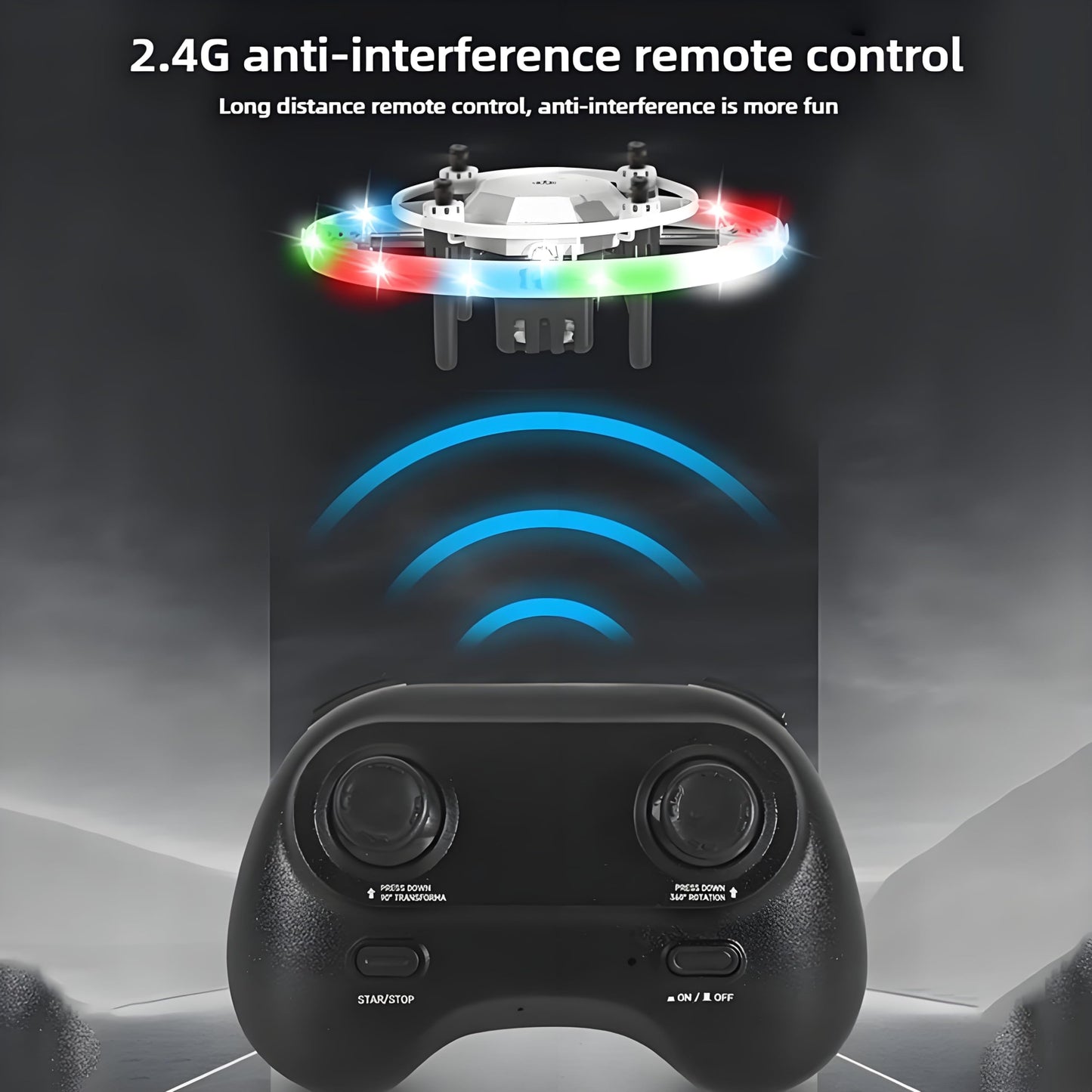 Kodbiby RC Drone, 2-in-1 RC Drone Aurora Ball with RGB Gradient Lighting, 360° Rotation, Air Pressure Setting, Speed Witching, Modular Battery, One Key Funtion Aurora Ball Toys