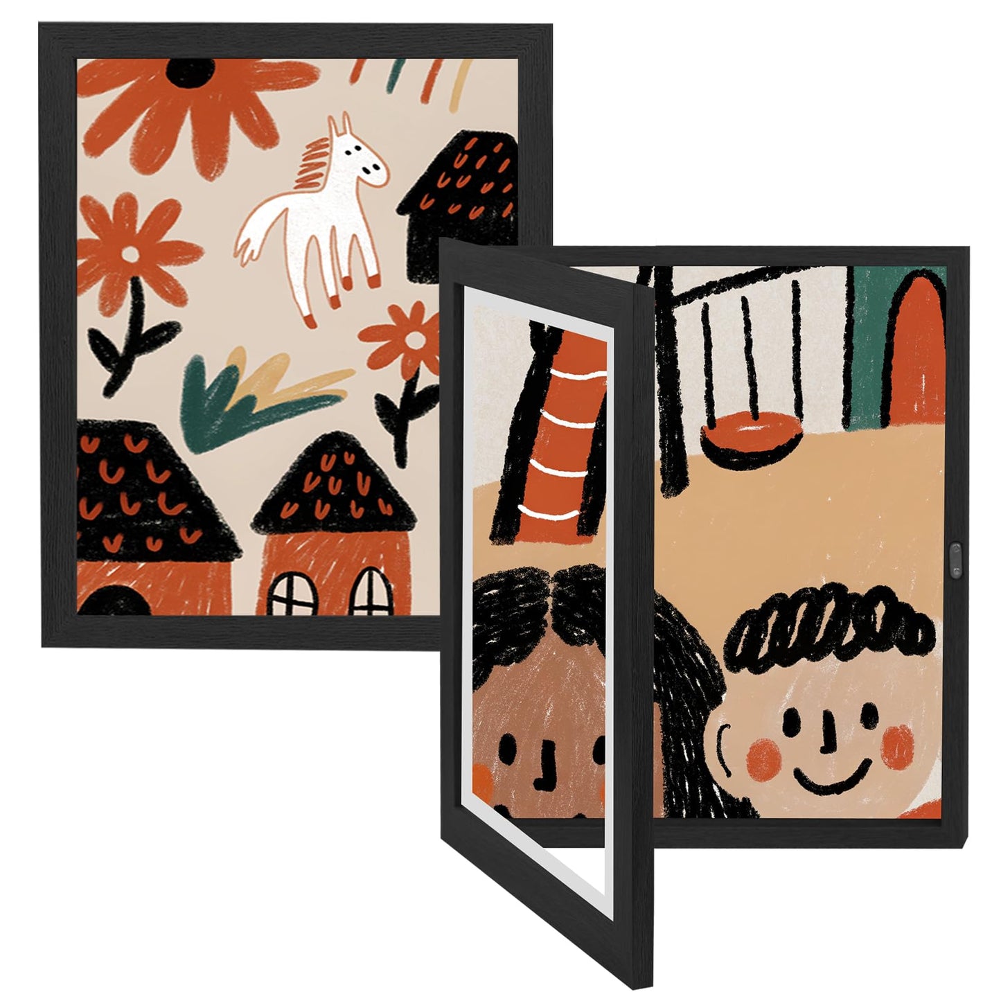 2-Pack Kids Artwork Frames 10x12.5 Front Opening Kids Art Frame for Wall Art work Picture Display Holds 50+ Pcs for Kids Drawings Changeable Frames for Kids' Artwork Storage and Display – Black