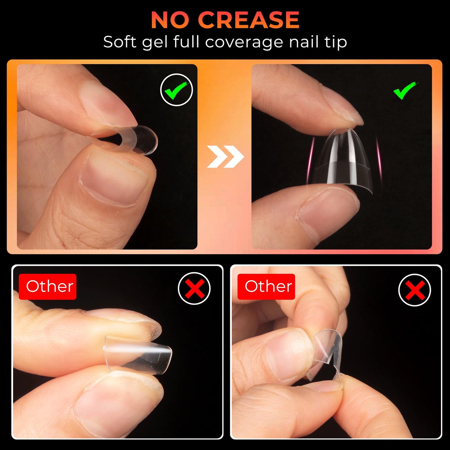 Ranrose Short Almond Nail Tips 240PCS Half Matte Soft Gel Nail Tips 12 Sizes Short Almond Half Cover False Nails with Handles for Press on Nails Extension Art Home & DIY Nail Salon with Box