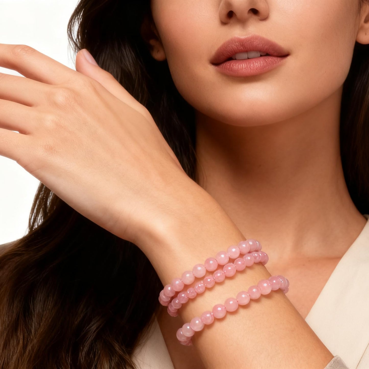 About 60pcs 6mm Natural Stone Beads Rose Quartz Beads Crystal Gemstone for Jewelry Making, DIY Bracelet Necklace