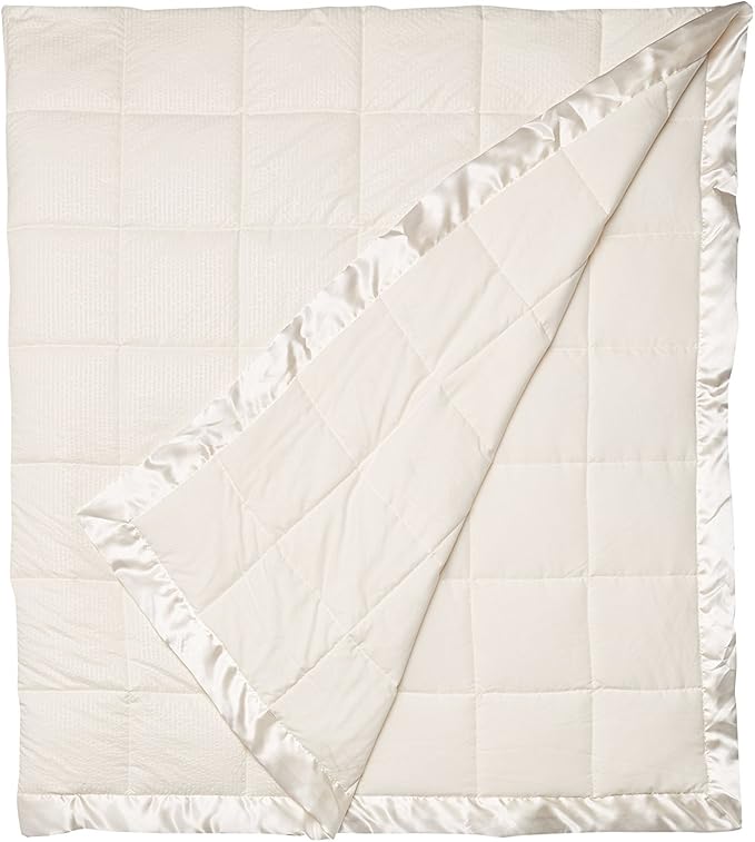 Madison Park Cambria Down Alternative Blanket, Premium 3M Scotchgard Moisture Wicking Treatment, Lightweight and Soft Bed Cover For Summer with Satin Trim, Oversized Full/Queen Ivory