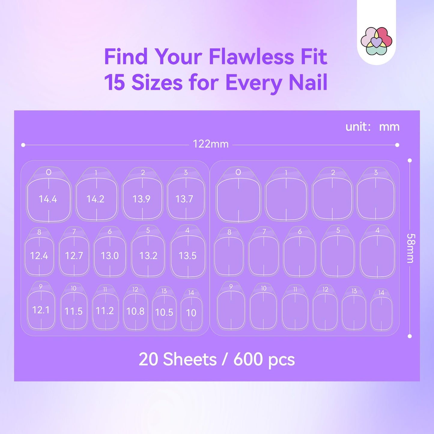SAVILAND Plant-Based Nail Adhesive Tabs: 600 PCS Non-Irritating Nail Stickers for Press Ons Long Lasting Sticky Tabs Ultra-thin Breathable Nails Glue Sticker Home DIY Nails 15 Sizes