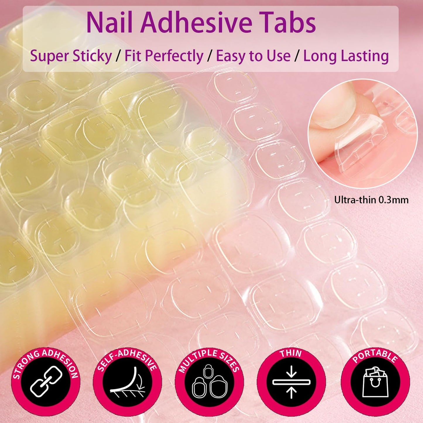 50 Set Press on Nail Tool Kit: Nail Prep Kit for Press on Nail Application with Glue,Adhesive Tabs, Mini File, Buffer, Acrylic Sticks, Prep Pads, Packaging Bag, Salon Home Business Use