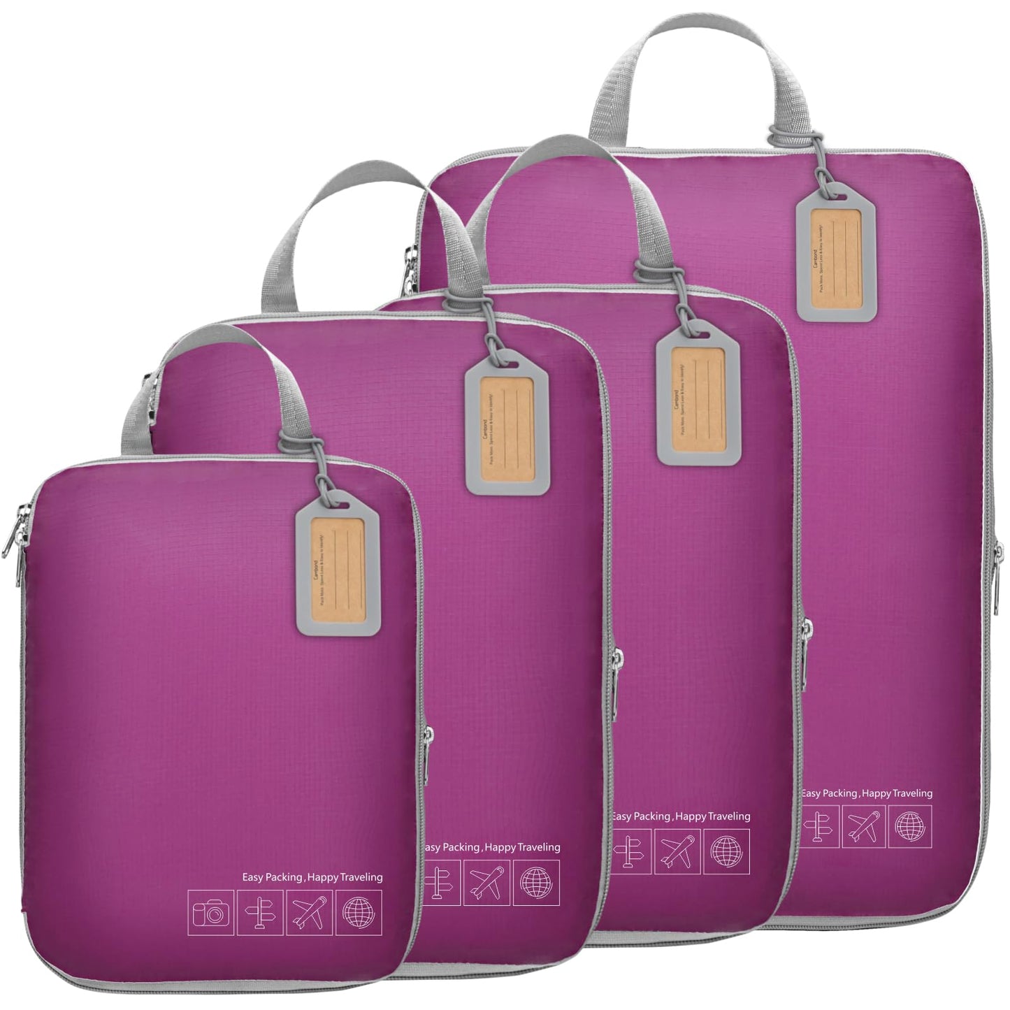 Cambond Compression Packing Cubes for Travel - 4 Pack Lightweight Expandable Luggage Packing Organizers Travel Essentials Accessories Bags Compression Cubes Space Saver for Carry on Suitcases, Purple