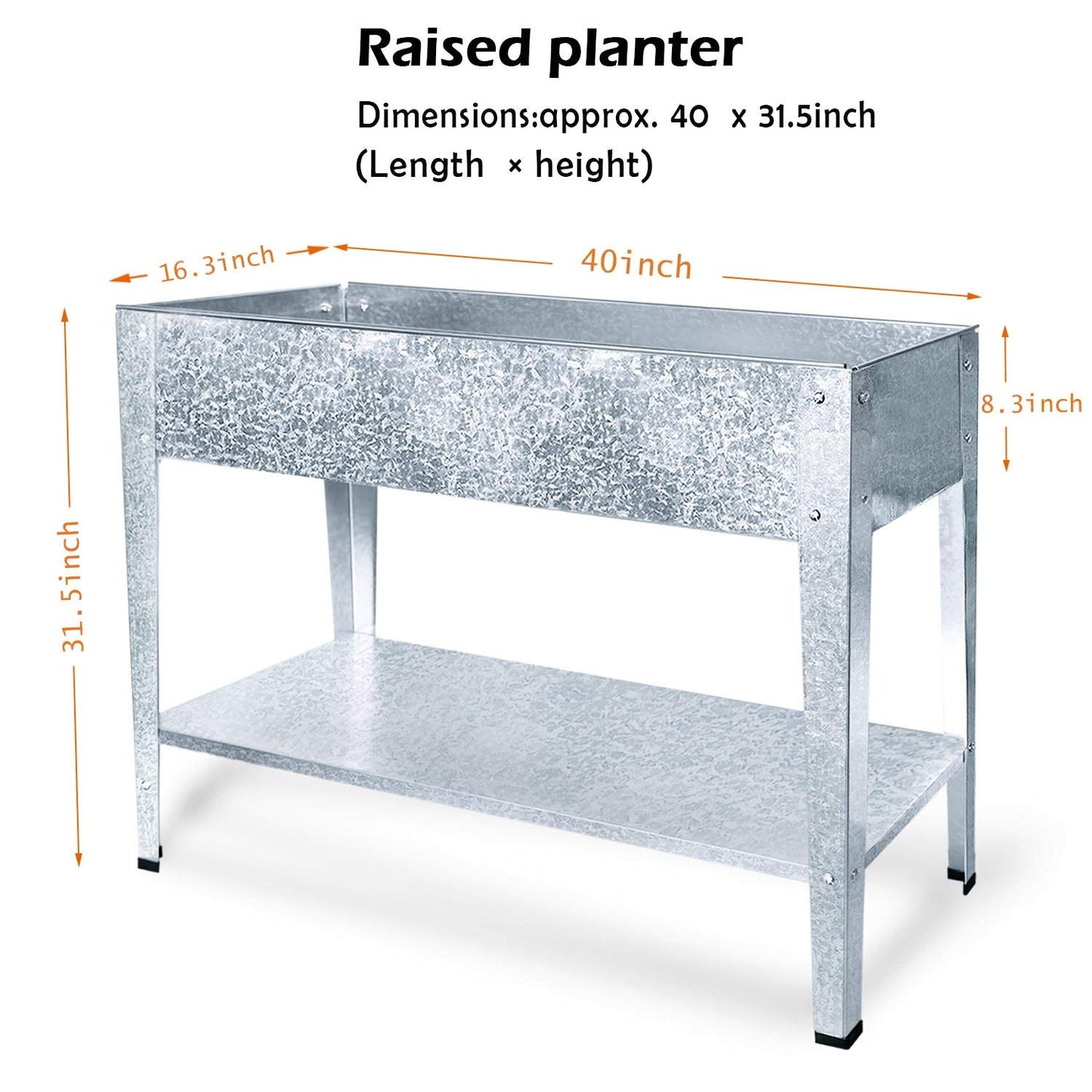 FOYUEE Galvanized Raised Garden Bed for Vegetables Elevated Planter Box with Legs Outdoor Patio Apartment Herb Container Metal