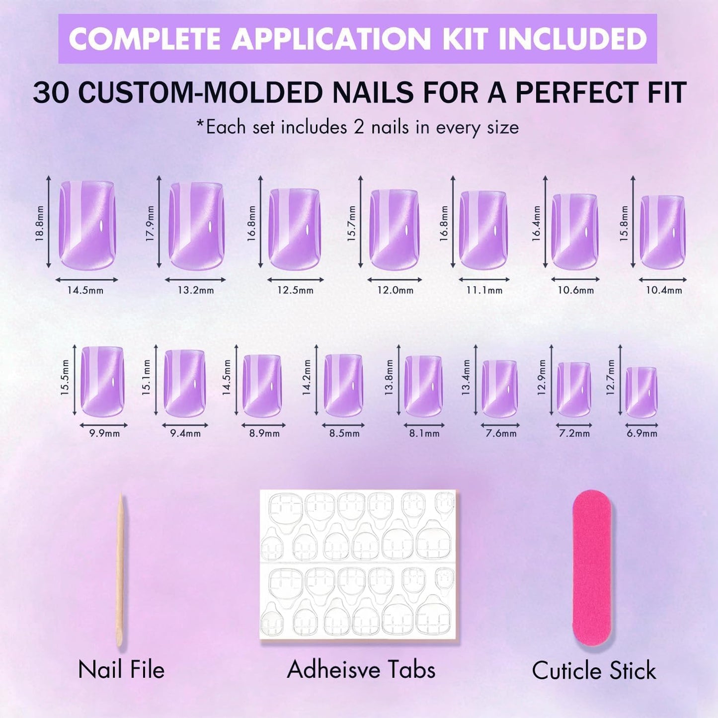 KQueenest Cat Eye Press on Nails Short, 30 Pcs Acrylic Press on Nails Square, Glass Muted Pastel Pink Fake Nails Press on Short, Sparkly Chrome Design, Reusable Soft Gel Glue on Nails for Women Gift