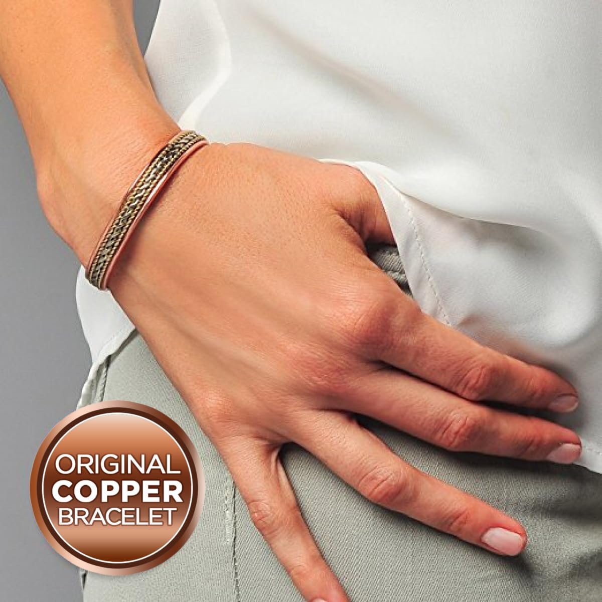 Earth Therapy Women's Pure Copper Magnetic Bracelet - Cuff Bracelets with Ultra Strength Magnets – Adjustable Rope Inlay Style - Detox Lymphatic Drainage