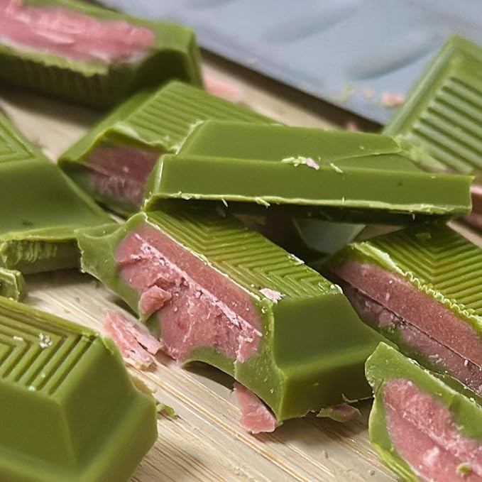 TCHO Perfect Matcha Chocolate Bar 10 Pack - Organic Oat Milk Chocolate with Matcha Shell and Strawberry Filling - Plant-Based Non-GMO Matcha Snacks