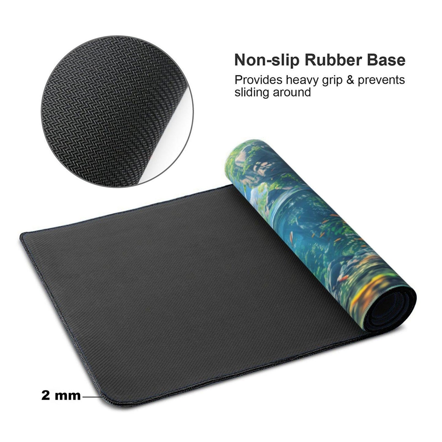OnengMu XXL Gaming Mouse Pad 35.4x15.7 inch, Landscape Anime Theme Desk Mat,Large Mousepad for Wireless Mouse Office Desk Accessories (Water Plant)