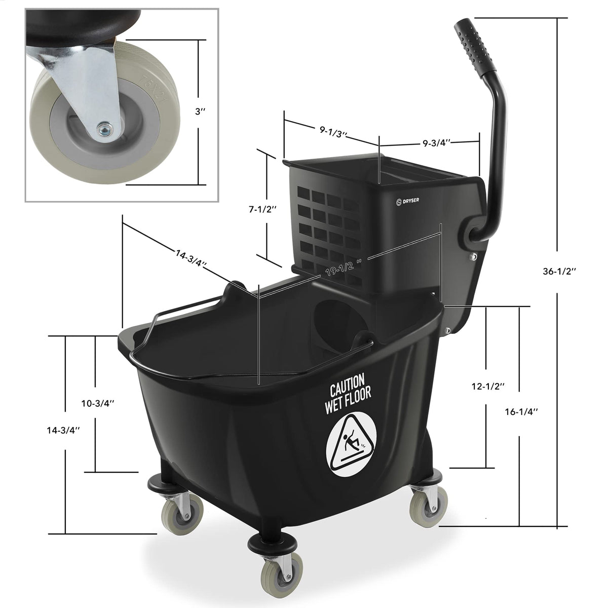 Commercial Side Press Wringer Combo Mop Bucket