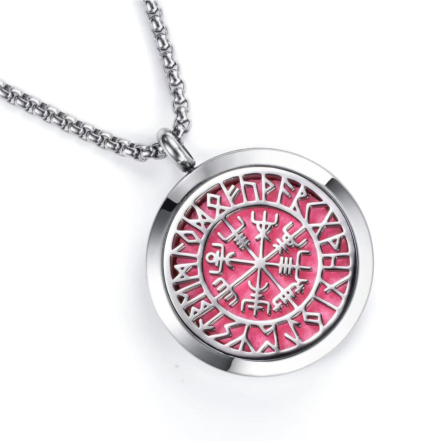 Norse Vikings Amulet Essential Oil Diffuser Necklace - Stainless Steel Locket- Best for Aromatherapy-Perfume, Fragrance, Scent Diffusers for Women