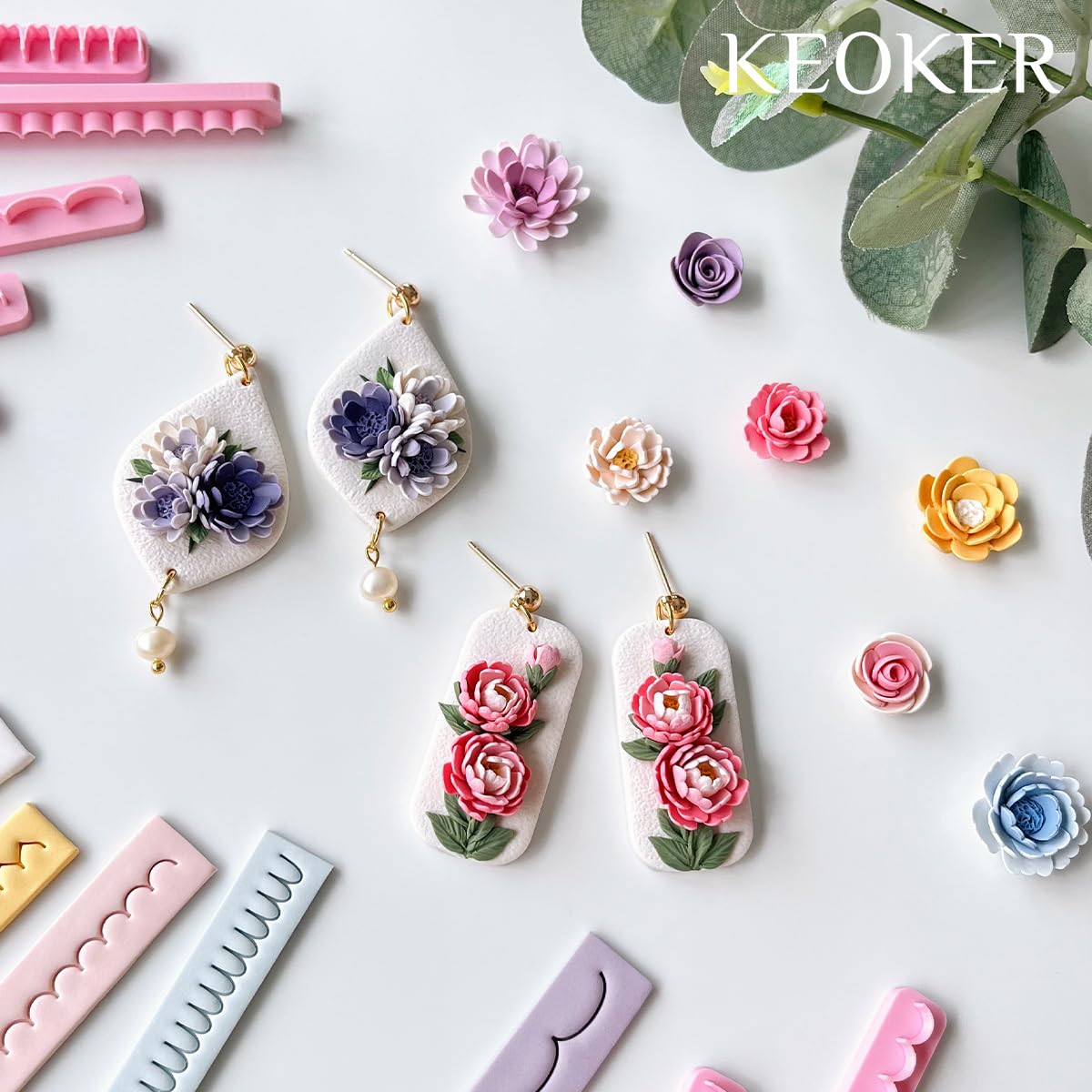 Keoker Polymer Clay Flower Petal Line Cutter, Shape Polymer Clay Cutters to Make 3D Flowers, Polymer Clay Petal Tool