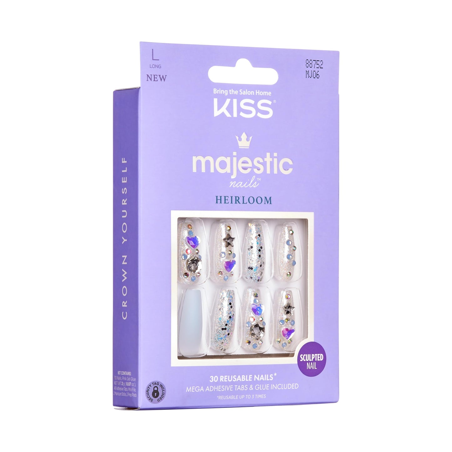 KISS Majestic Nails Sculpted Manicure Your Grace | Rewearable | Salon Quality | Includes Adhesives & Glue | 84 Count