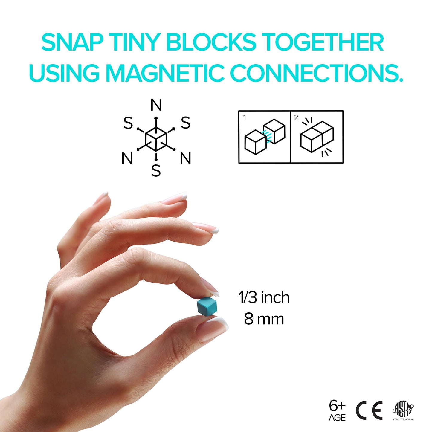 PIXIO Mini Magnetic Blocks & Magnetic Cubes for Kids – Tiny Magnets for Crafts, STEM Building Set, Sensory Learning Toys, Creative Construction Kit with Animal Figures, Ages 6+