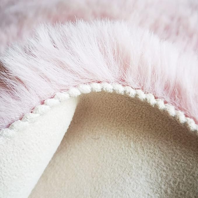 Ghouse Ultra Soft Faux Rabbit Fur Rug 5x7, Machine Washable Area Rugs for Bedroom Fluffy Rugs for Living Room, no-Shedding Carpet Sheepskin Rug Pink