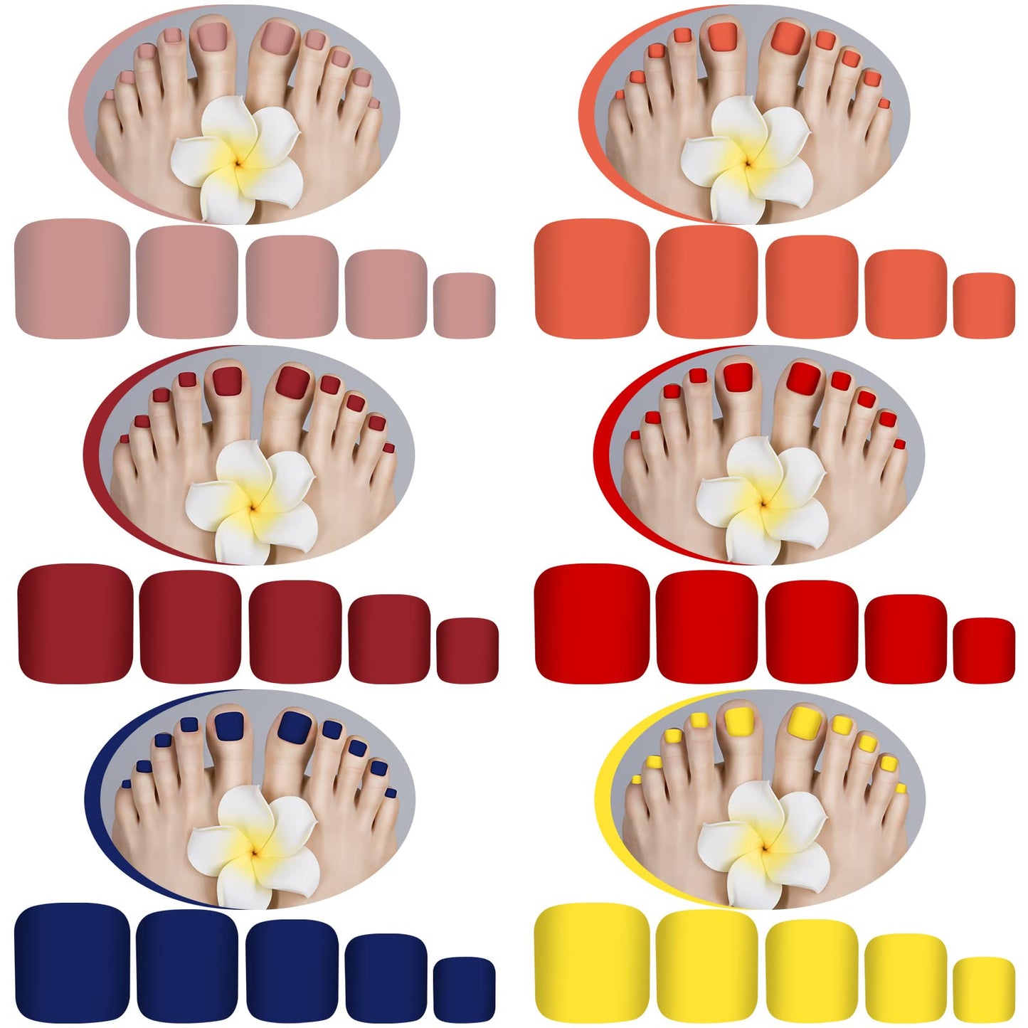 Maitys 336 Pieces 12 Sets Toenail Press on Fake Toe Nails Short Square False Glue on Solid Color Full Cover Press Nails Matte Fake Toenails for Women(Stylish Colors)