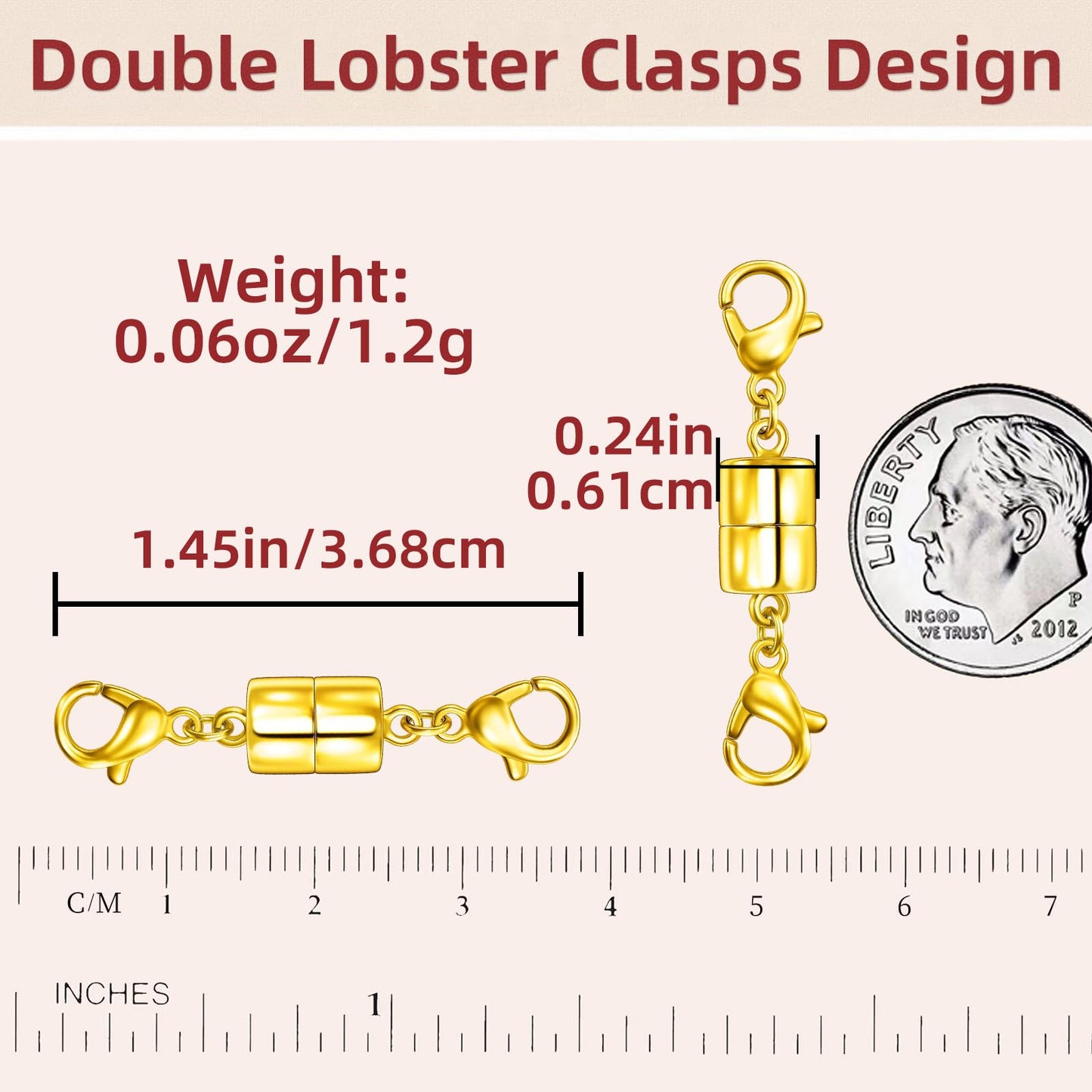 OHINGLT Magnetic Necklace Clasps and Closures with Double Lobster, Extra Strong Bracelet & Necklace Extender for Women, Magnet Jewelry Clasp Converter for Seniors