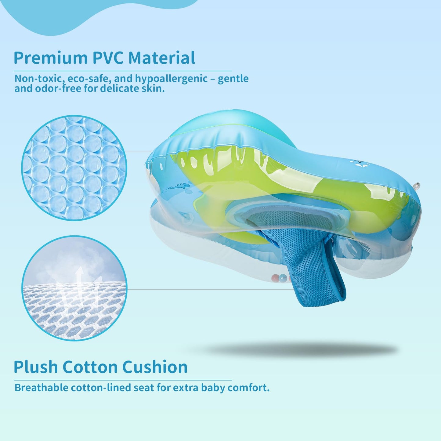 Free Swimming Baby Inflatable Baby Float with Sun Canopy Size Improved Infant Pool Floaties Swimming Pool Toys for The Age of 3-36 Months (Blue, X-Large)