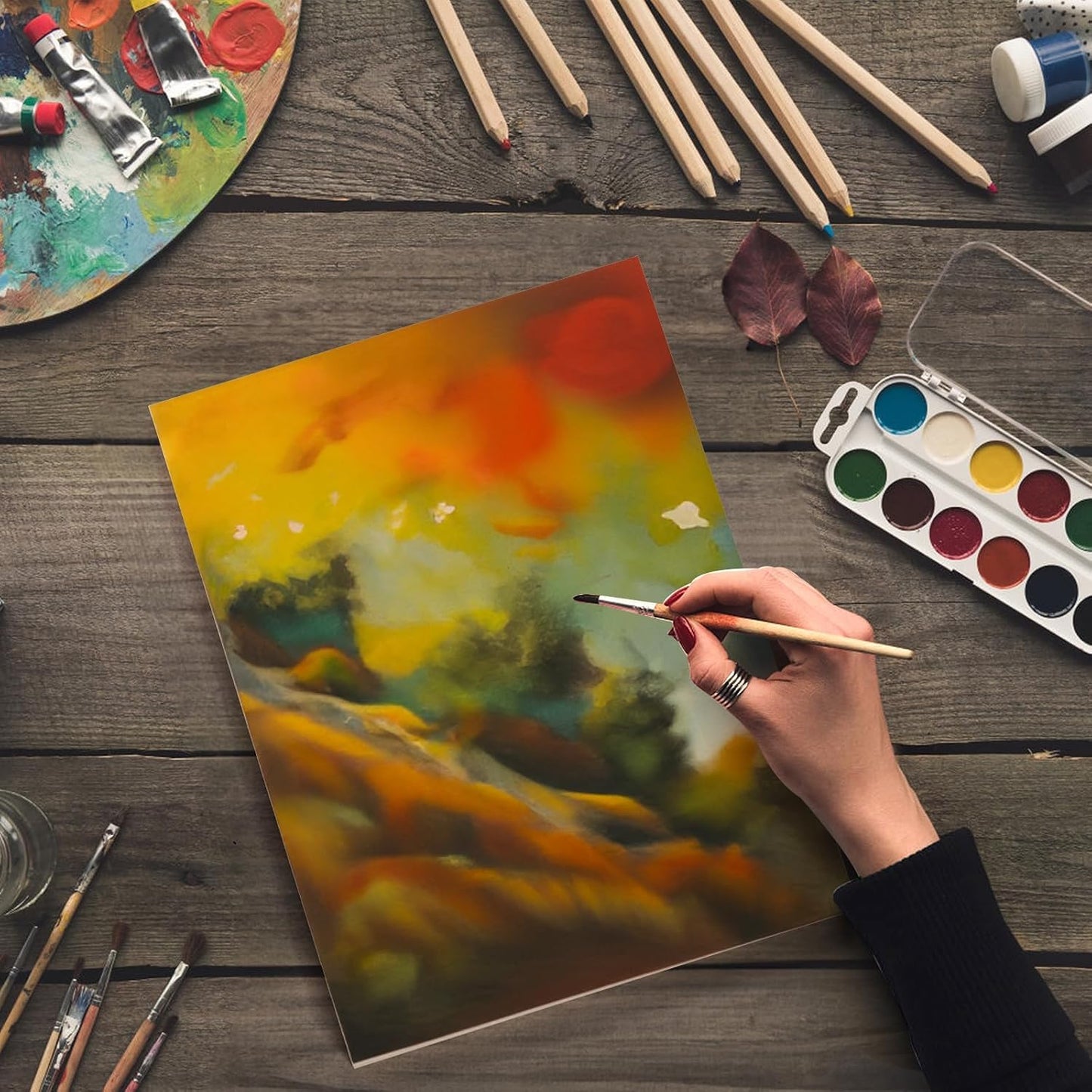 Frcctre 6 Pack 9 x 12 Inch Wood Canvas Panels, Unfinished Wooden Canvas Boards Wood Cradled Painting Panel Boards for Pouring, Art, DIY Crafts, Burning