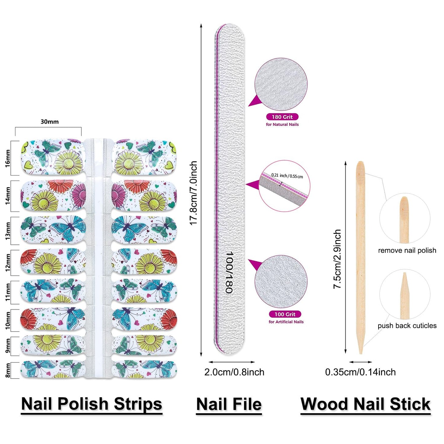 Nail Wraps for Women, DANNEASY 5 Sheets Leaf Nail Polish Strips Self Adhesive Sticker Nail Polish Gel Nail Strips Nail Accessories with Nail File, Cuticle Stick