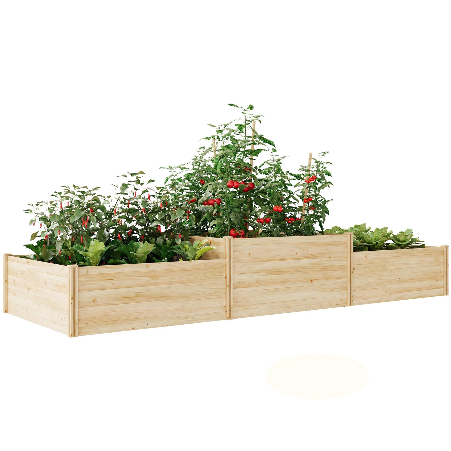 SPECRAFT 2-Tier Raised Garden Bed, 23-Inch Deep Fir Wood Planter Box with Mortise & Tenon Structure, 3-Section Open Base for Vegetable, Flowers & Herb, for Backyard, Garden, Patio, 142 x 49 x 24 in