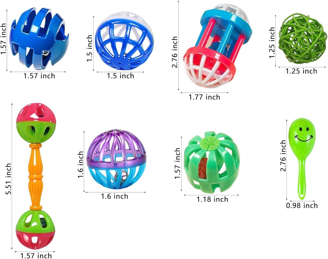 22 Pack Bell Rattan Play Balls Pet Bird Toys for Parakeets Small Birds