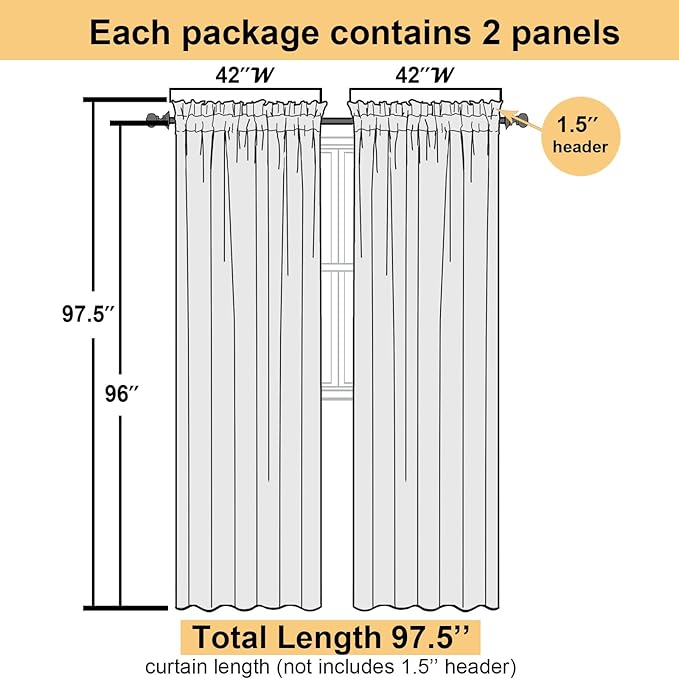 Lecloud Hunter Green Sheer Curtains 96 Inches Long 2 Panels, Airy Voile Solid Curtains, Gauzy Stylish Aesthetic Windows Decor Drapes with Rod Pocket for Bedroom Living Room, Each 42" W x 96" L