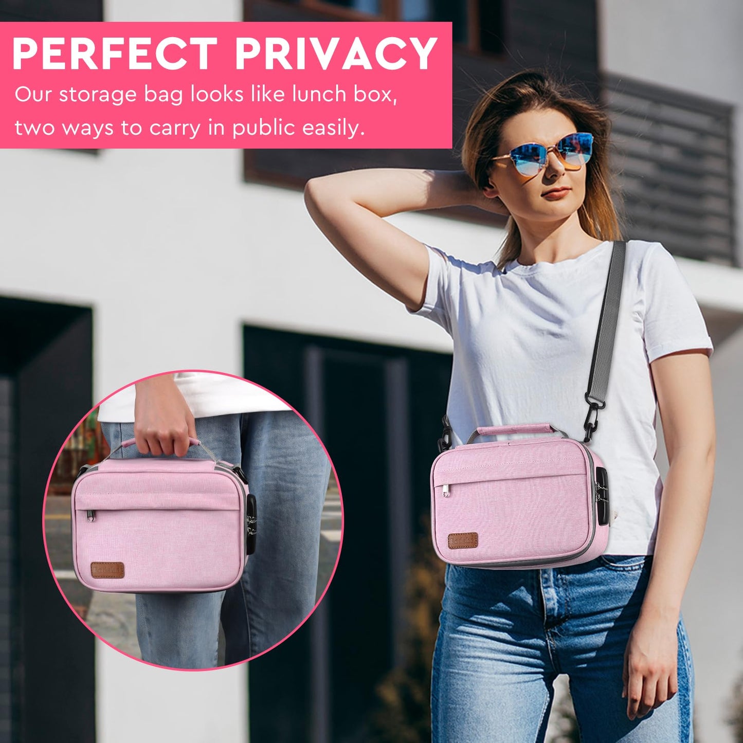 PODAHO Travel Cosmetic Carrier Bag with 10 Accessories, Multi-Use Storage Box Case with Combination Lock, Portable Food Containers Pouch, Great Gift for Women, (Pink Set)