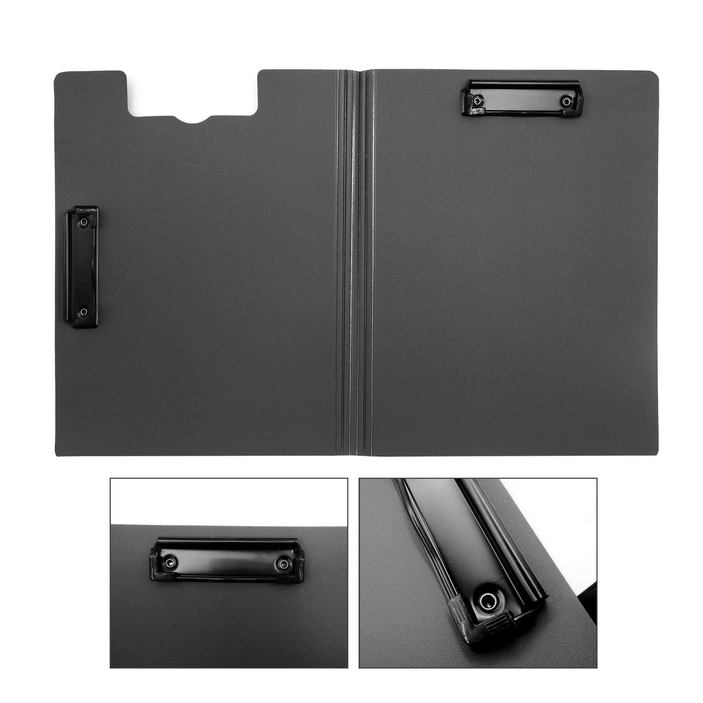 souG 4 Pcs Foldable Clipboards, 360 Degree Cover Clipboard File Folder, Perfect for Private Documents, Awesome for Office, Medical Field, School, Job Interviews (4 Colors, Double Clip)