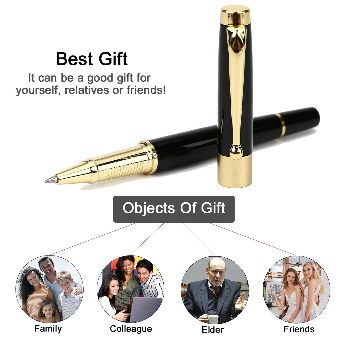 YIVONKA Ballpoint Pen Black Refill,Luxury Ballpoint Line width 0.5mm,Best Ball Pen Gift Set for Men & Women Professional Executive,Office,Nice BallPens Classy Gift Box (Black)
