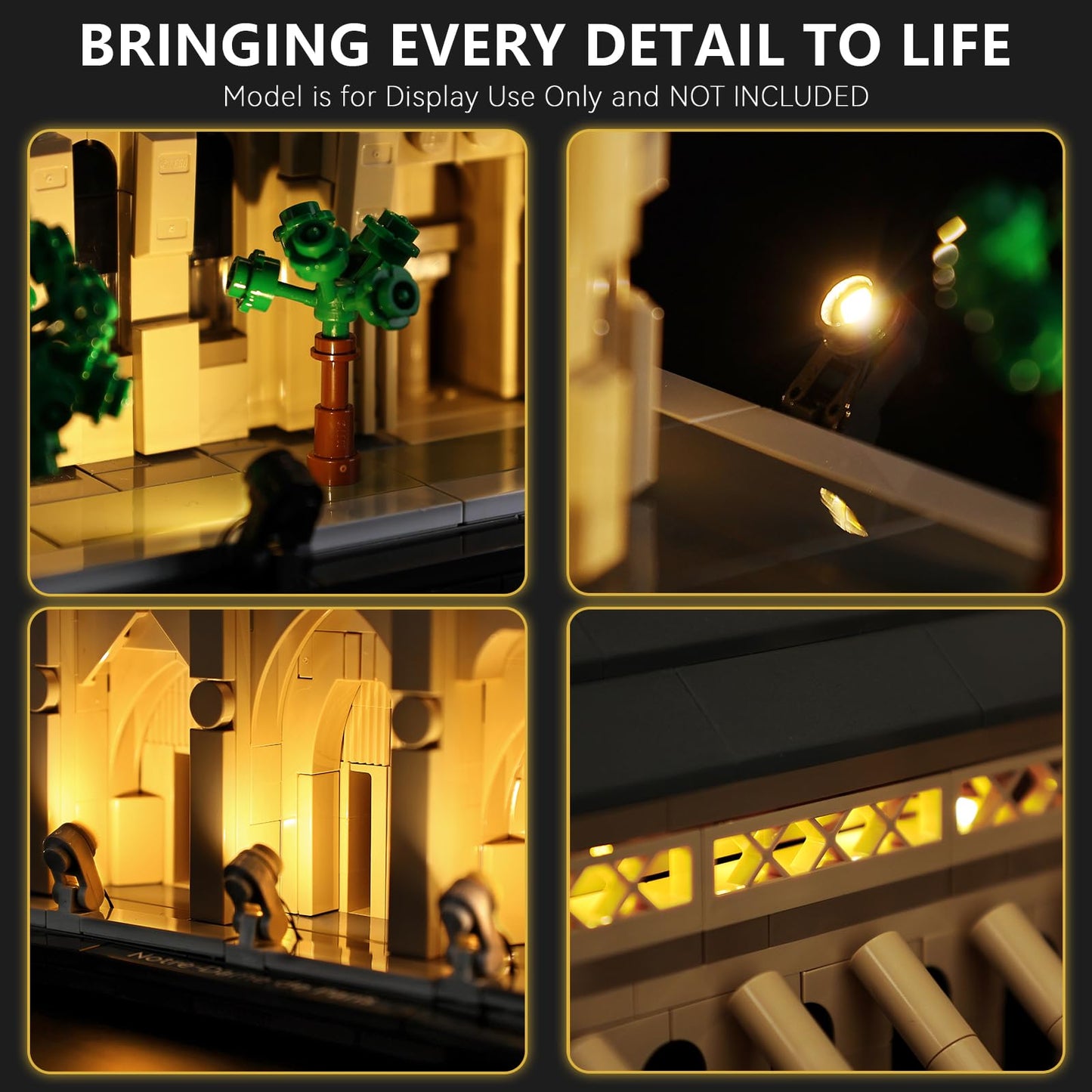 BrickSoul Light Kit Compatible with Lego 21061 Architecture Notre-Dame de Paris Building Set | Upgraded Touch Control & Dimming & Hidden Cable Tech (21061 Set NOT Included)