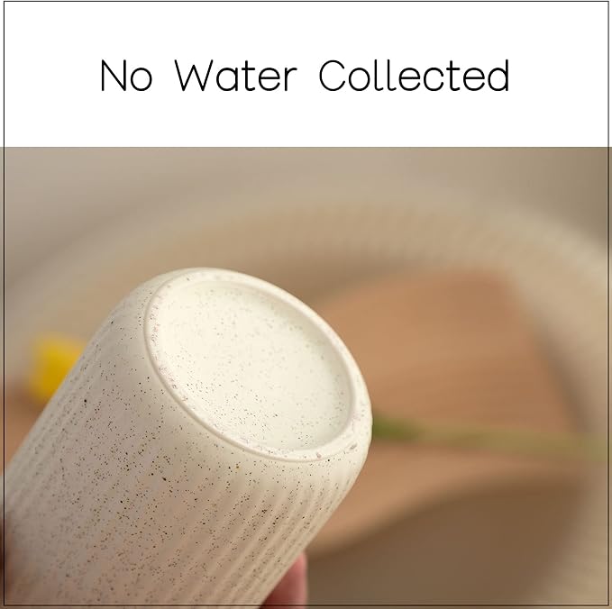 Beige Speckled Ceramic Toothbrush Holder, Rippled Cylinder Tumbler for Bathroom Countertop, Makeup Brush Holder, Pen Organizer, Multipurpose Bathroom Accessory