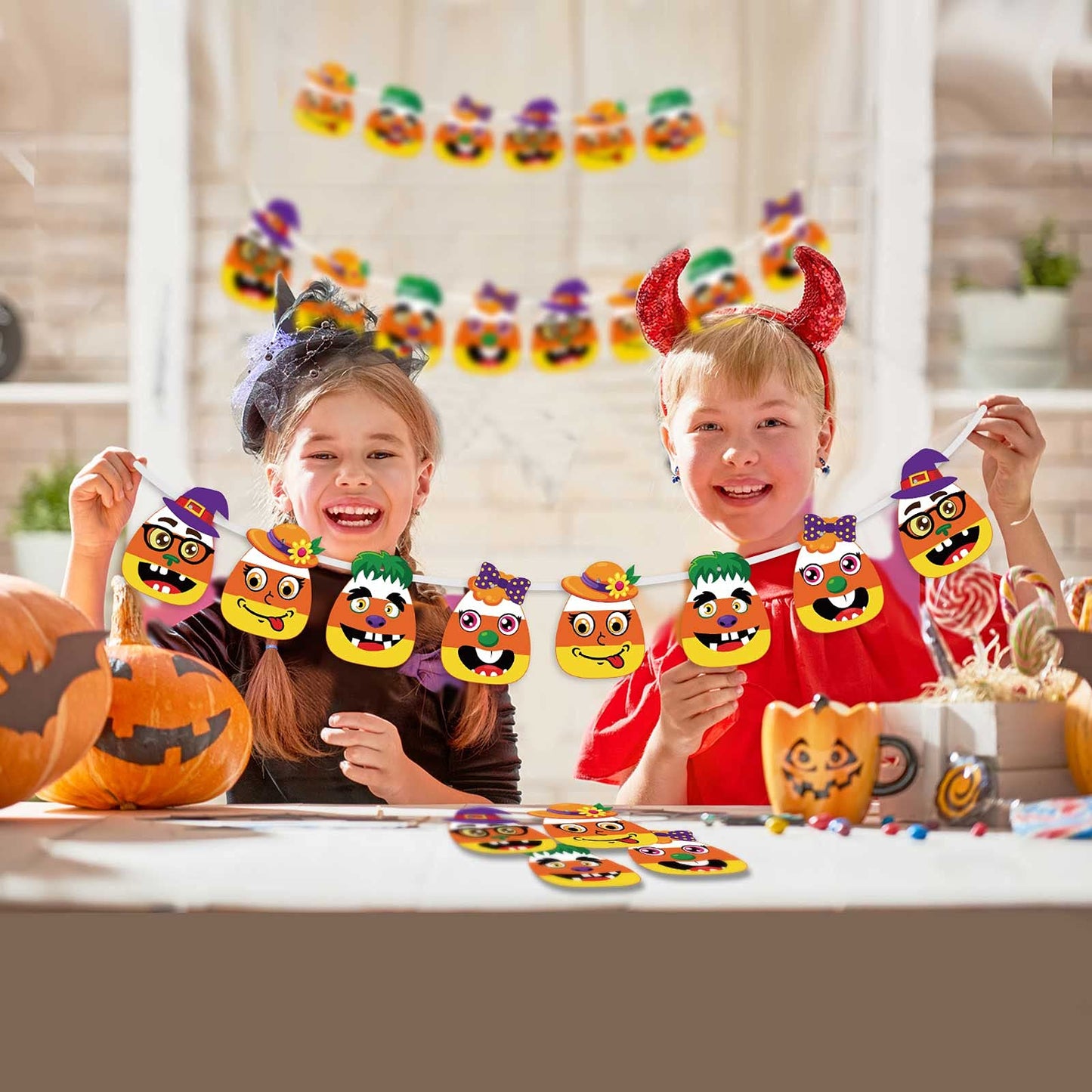 Sumind 36 Sets Halloween Craft Kits for Halloween Candy Corn Sticker DIY Arts Craft Trick or Treat Decorations Fun Home Activities for Party Supplies Arts
