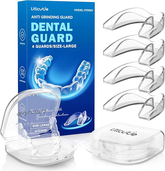 Mouth Guard for Grinding Teeth at Night,Teeth Grinding Mouth Guard for Sleep,Reusable Guard for Sleeping,4 Pack/Large Size,Transparent