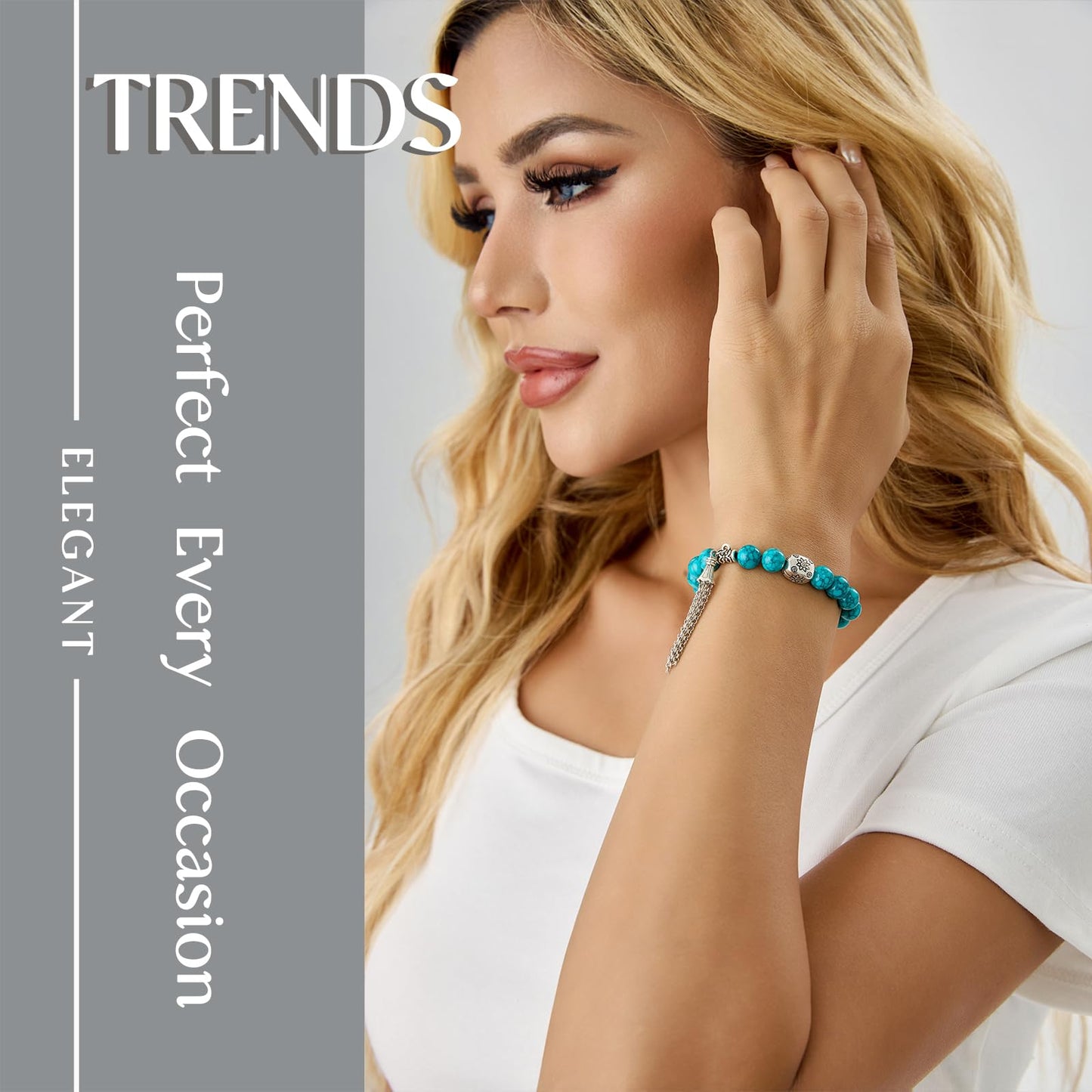 BaronCara Turquoise Healing Crystal Bracelet - Chakra Blessing & Protection Jewelry for Women