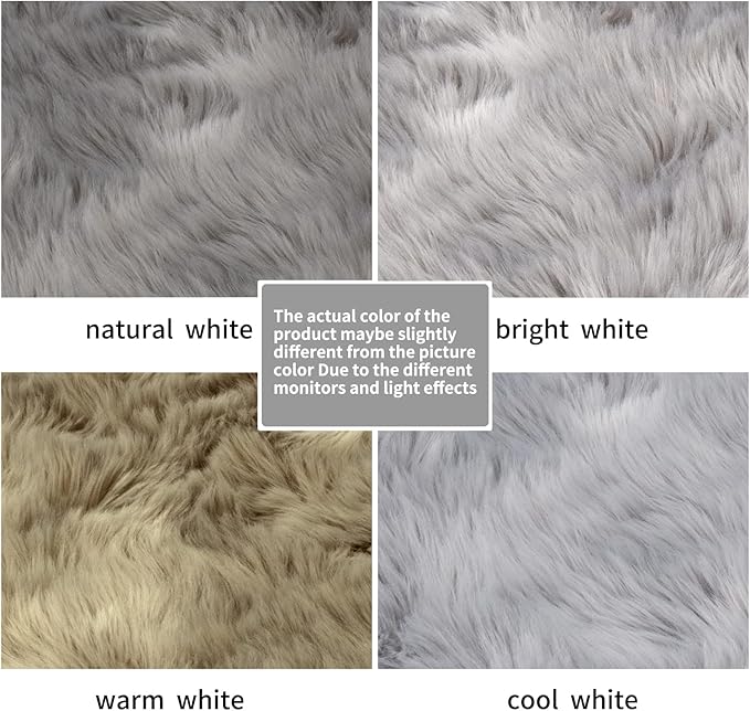 Ciicool Faux Fur Rug for Bedroom, Grey Fluffy Shag Rug for Sofa Couch Seat Cushion, Washable Fuzzy Runner Rugs Thick Fur Area Rug Floor Carpets for Bedside Living Room, 2x6 Ft Rectangle