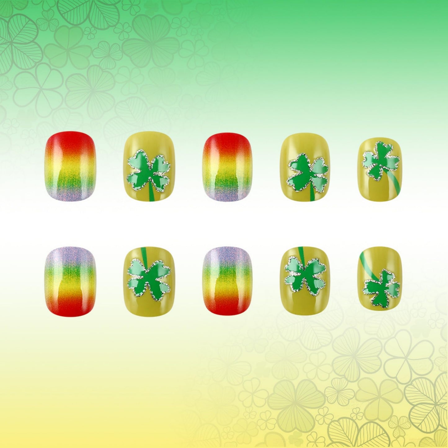 Square Press on Nails Short Fake Nails Green Acrylic Nail Press ons SEENEEY Stick on Nail for Women 24pcs