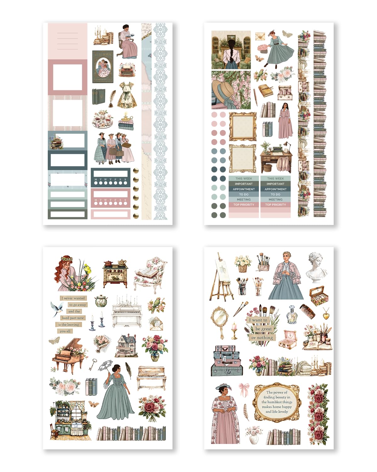 Hobonichi Compatible A5 Planner Sticker Book – Academia Collection Bookish Decorative & Functional Stickers for Cousin & Weeks Size Planners, Reading Journals & Creative Planning