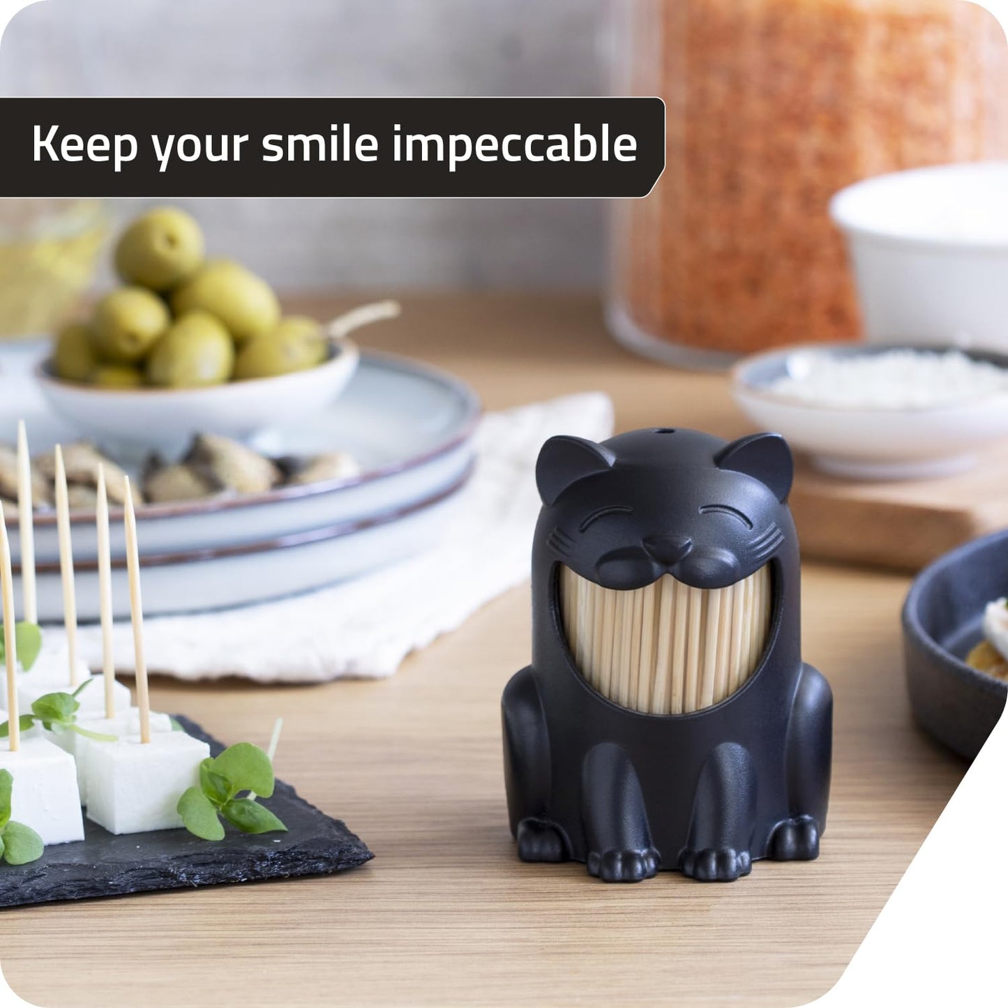 PELEG DESIGN Toothpick Holder - Playful Toothpick Dispenser, Fun and Decorative Plastic Toothpick Holder for Easy Access During Meals or Gatherings (Pickitty)