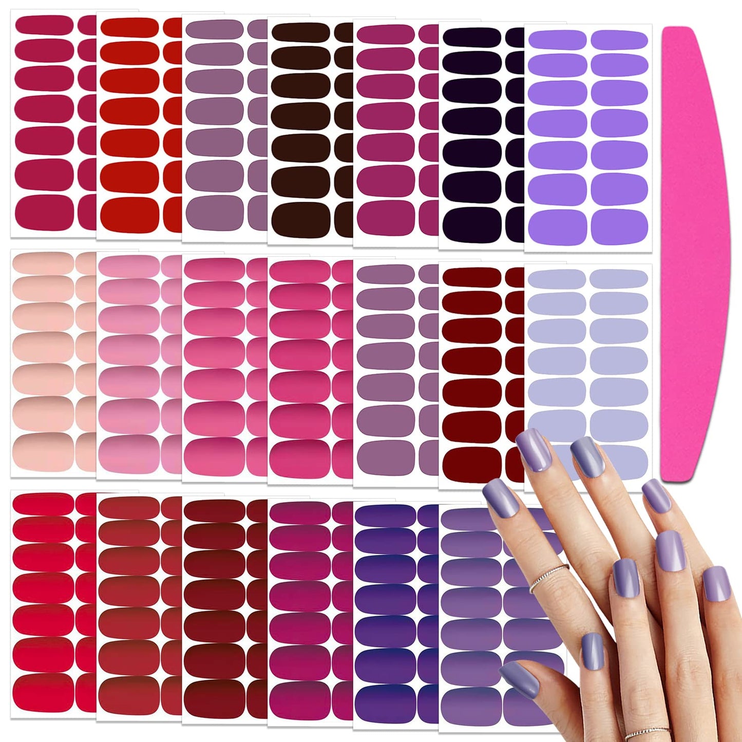 SILPECWEE 20 Sheets Solid Color Matte Nail Polish Strips Self Adhesive Nail Strips Real Nail Polish Nail Stickers Full Nail Wraps for Women Nail Art Stickers with 1pc Nail File