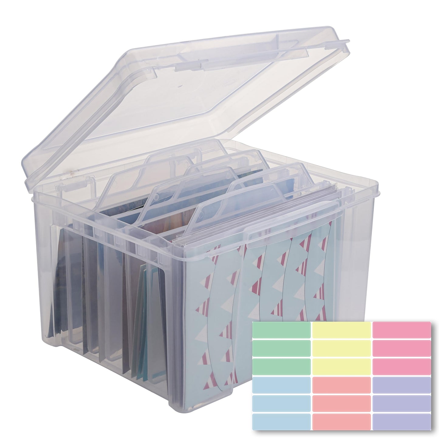 Find Scrapblooms Greeting Card Storage & Organizer Box with 6 Removable Dividers for Holiday Birthday Get Well Cards Photos, Crafts, Scrapbooking(Clear)