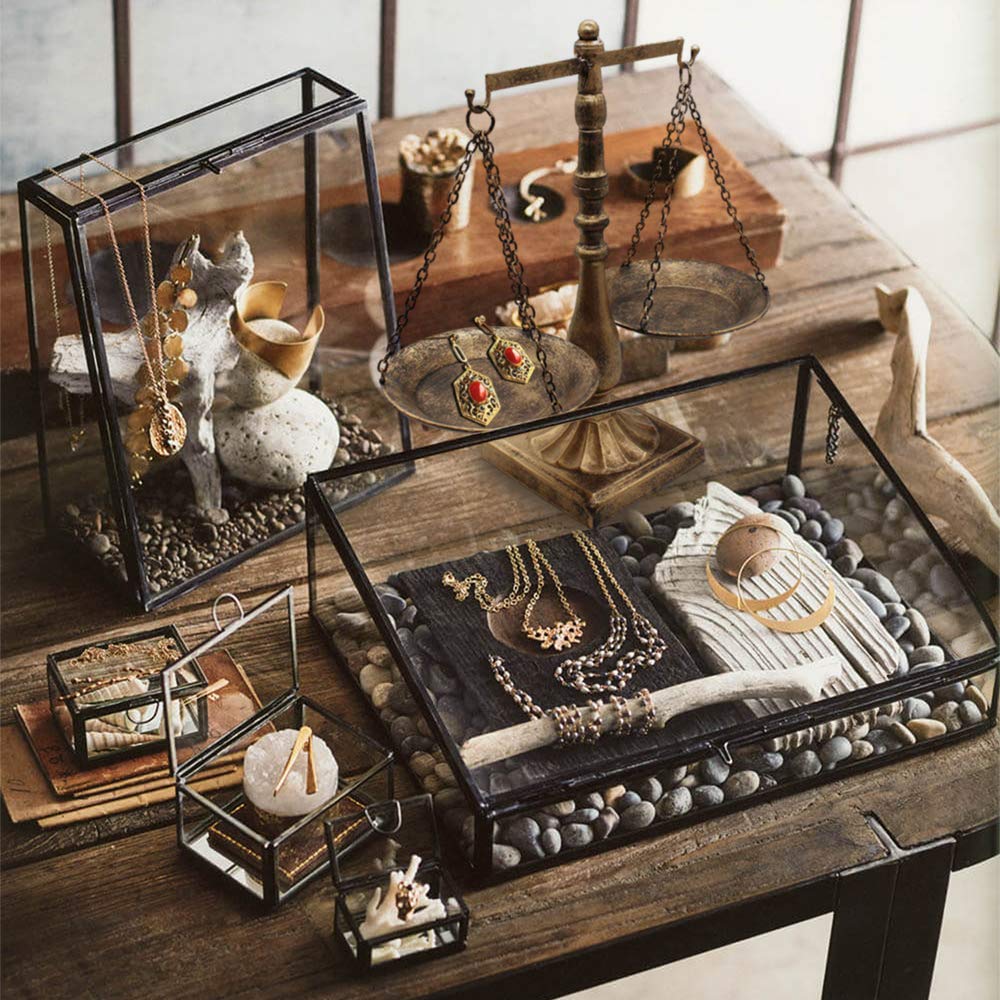 Owlgift Vintage Style Metal Libra Jewelry Display Tray Cosmetic Organizer Storage, Bronze