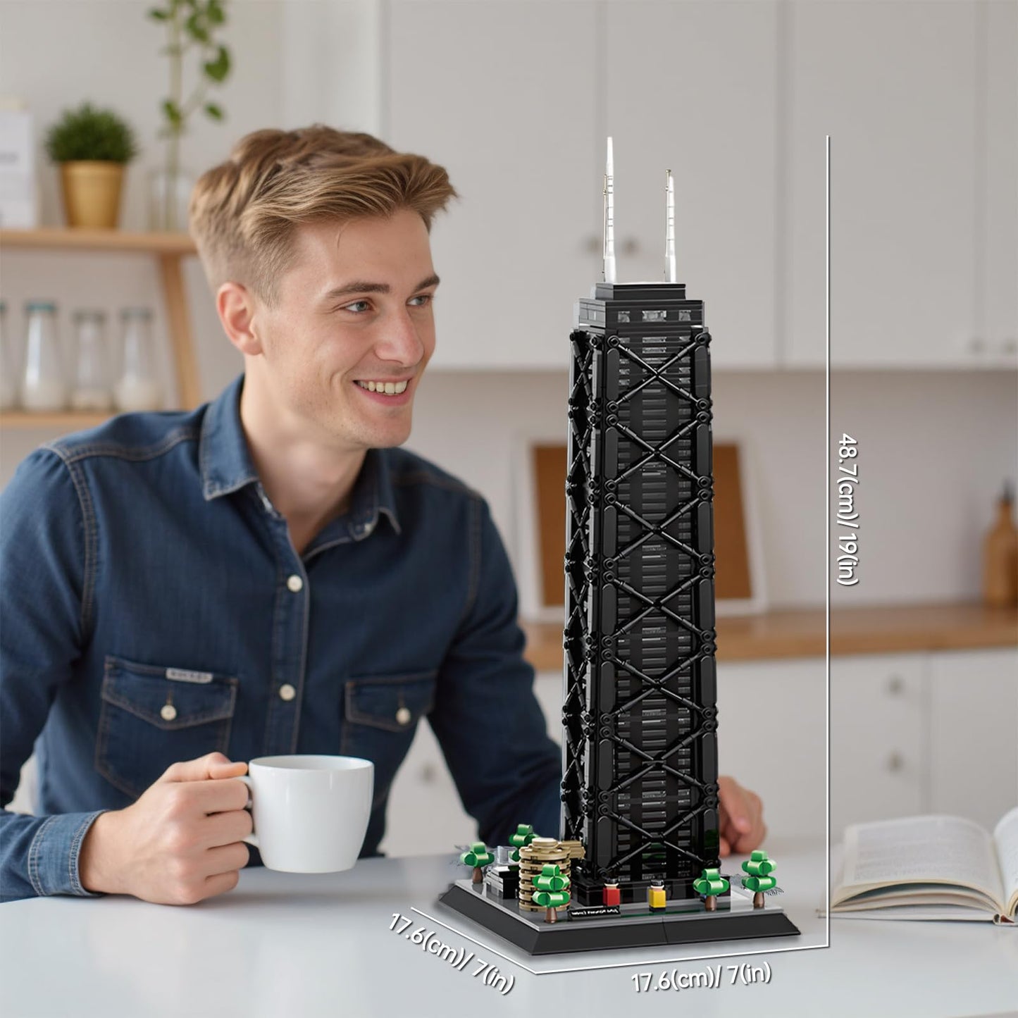 CSNRHG John Hancock Center Chicago Architecture Model Building Blocks Sets The Office Landmarks Skyline Set Toys Collection for Kids Adults 1284Pcs