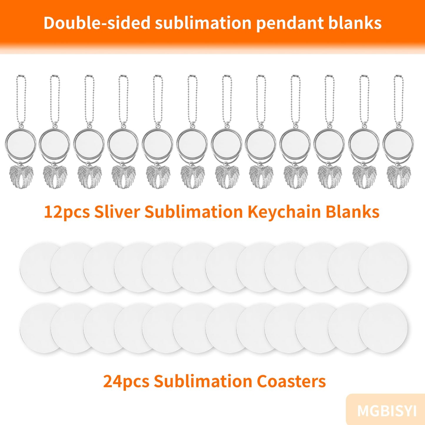 MGBISYI 12 PCS Double-Sided Metal Sublimation Keychain Blanks, DIY Sublimation Printing Blanks for Car Hanging Ornaments, Christmas Gift Craft Supplies, Sublimation Ornament Blanks