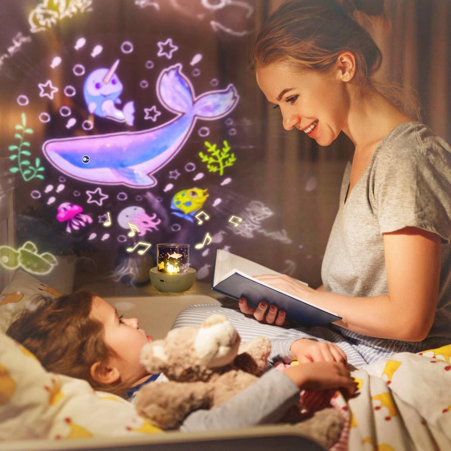 21 Sets of Films, Projector Night Light for Kids Bedroom, Ceiling, Remote Control & Bluetooth Speaker, Baby Night Light Projector, Star Galaxy Projector for Baby Girls, Christmas, Nursery, Room Decor