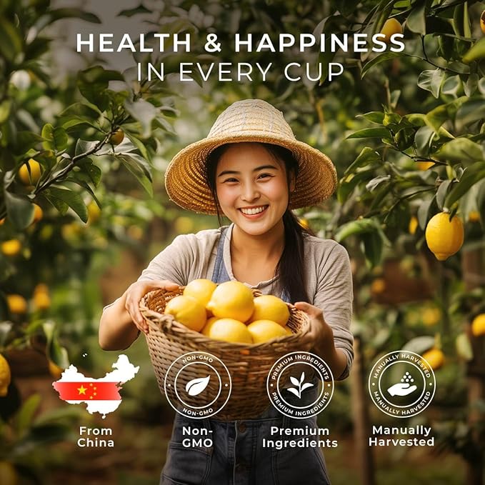 Gya Tea Co Lemon Ginger Herbal Tea Bags (50 Bags) - Caffeine Free with a Tangy Flavor for All Day Comfort, Calming, Relaxing & Nourishing - Fruit & Herbal Blends